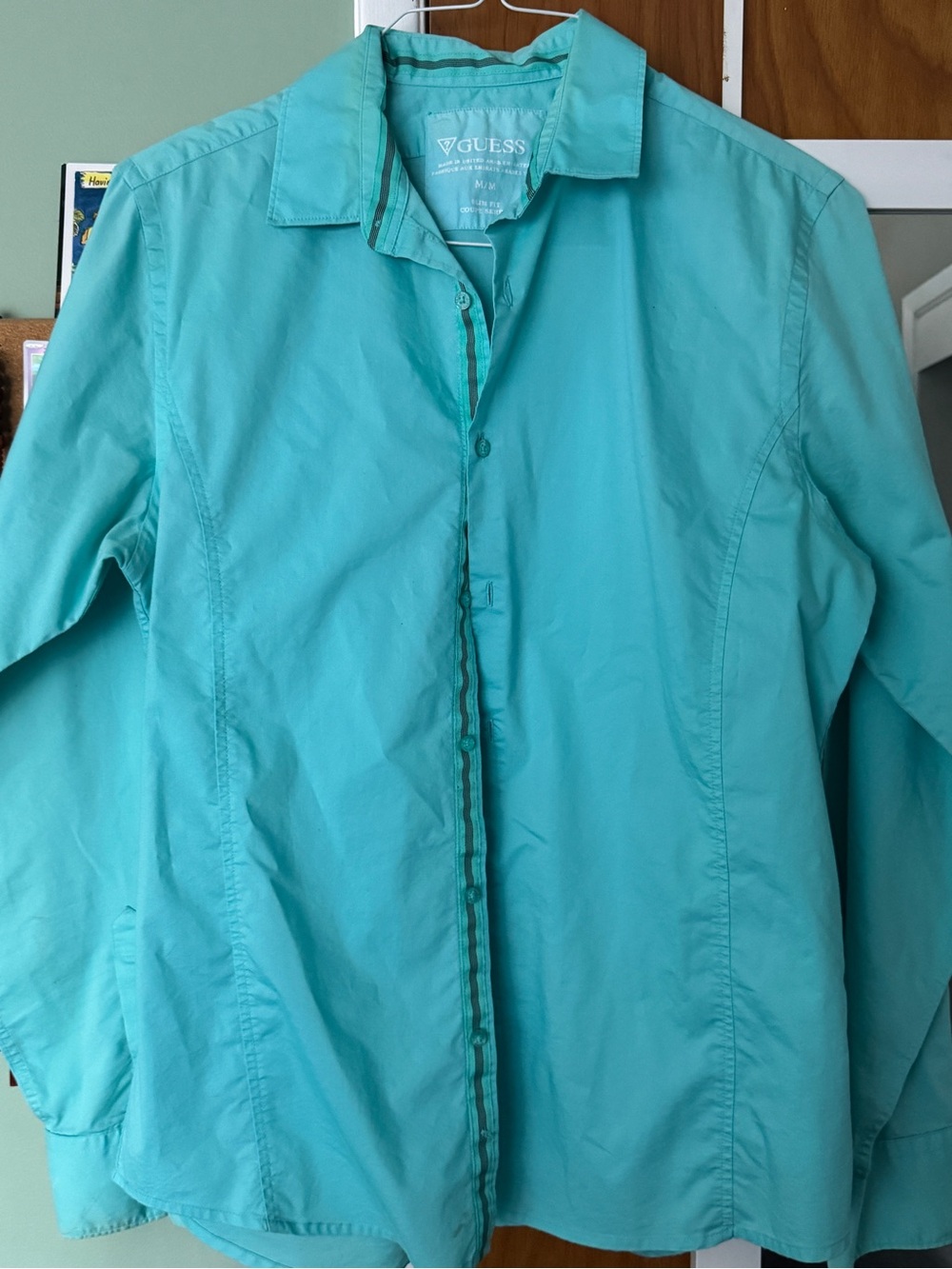 GUESS Men’s Teal Button-Up Dress Shirt